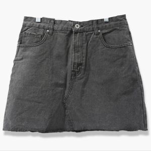 COTTON ON Black Wash Denim Mini Skirt, Raw Hem, 100 Cotton, NWT, Size 8